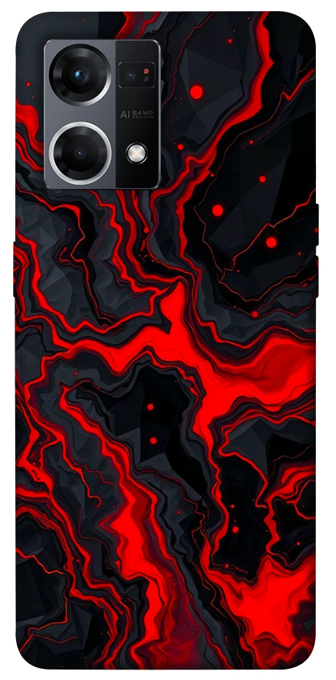 Чохол Black red marble для Oppo Reno 7 4G