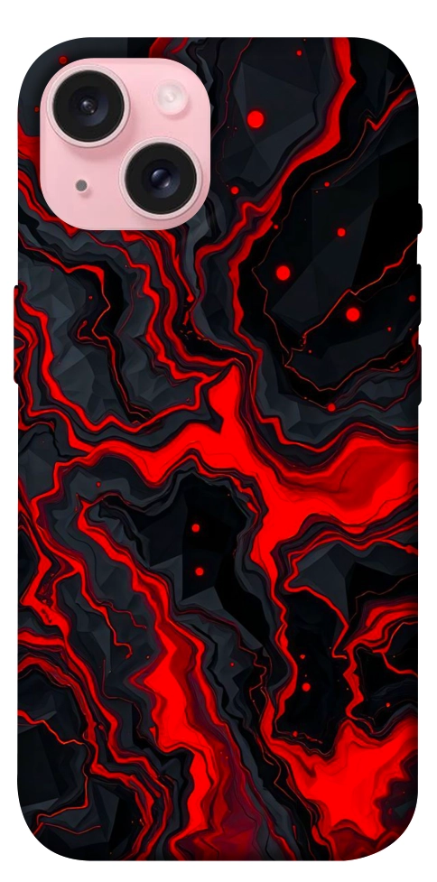 Чохол Black red marble для iPhone 15