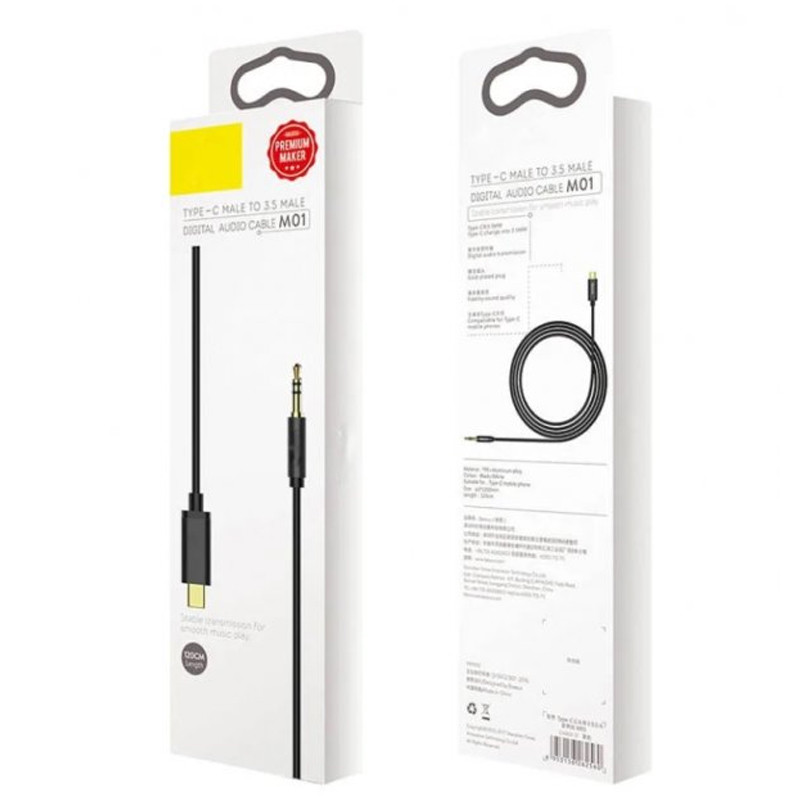 Фото Аудио кабель Aux Baseus Yiven Type-C Male to 3.5mm Male M01 (1m) (CAM01-01) (Black) на vchehle.ua