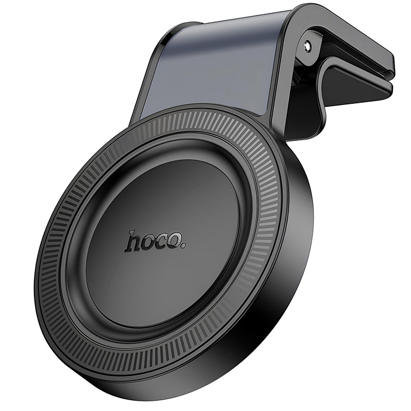 Автотримач Hoco H59 Show ring magnetic (L air outlet) (Black / Metal gray)