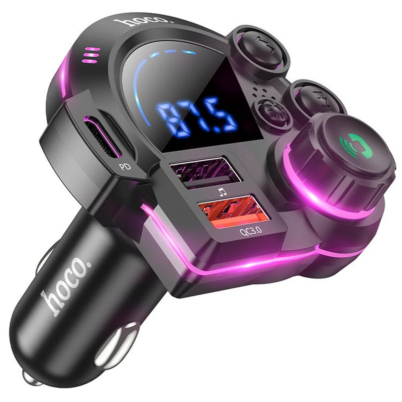 АЗП FM модулятор Hoco DFM01 Legend 20W+QC3.0 (2USB-A/1C) (Black)