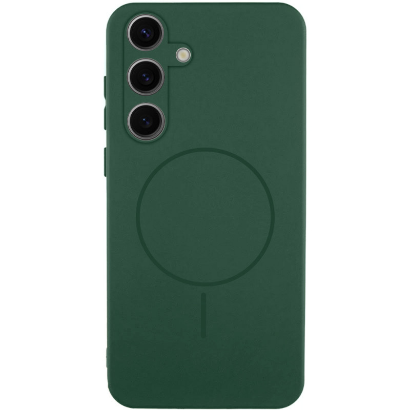 Чехол Silicone Cover Lakshmi Full Camera (AA) with Magnetic Fit для Samsung Galaxy S23 FE (Зеленый / Dark green)