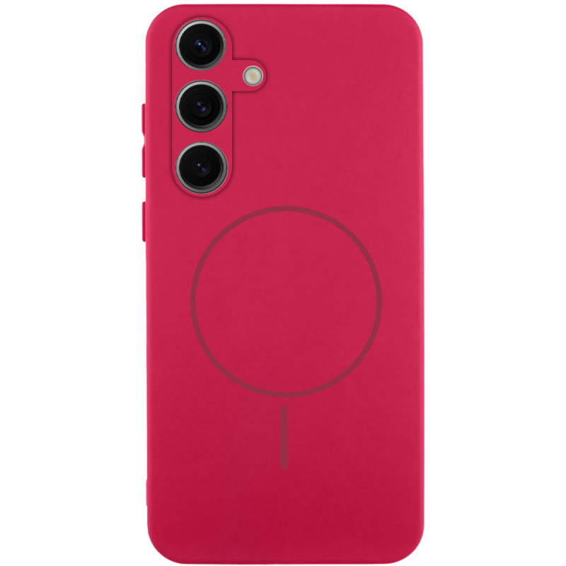 Чехол Silicone Cover Lakshmi Full Camera (AA) with Magnetic Fit для Samsung Galaxy S24 FE (Красный / Rose Red)