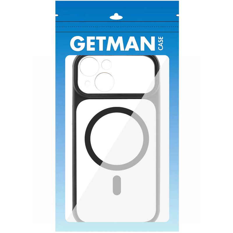 Фото Чехол TPU+PC GETMAN Moon Clear with Magnetic Safe для Apple iPhone 15 (6.1") (Black) на vchehle.ua