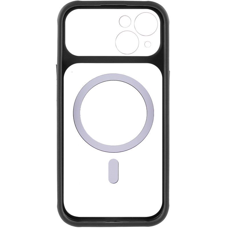 Чехол TPU+PC GETMAN Moon Clear with Magnetic Safe для Apple iPhone 15 (6.1") (Black) в магазине vchehle.ua