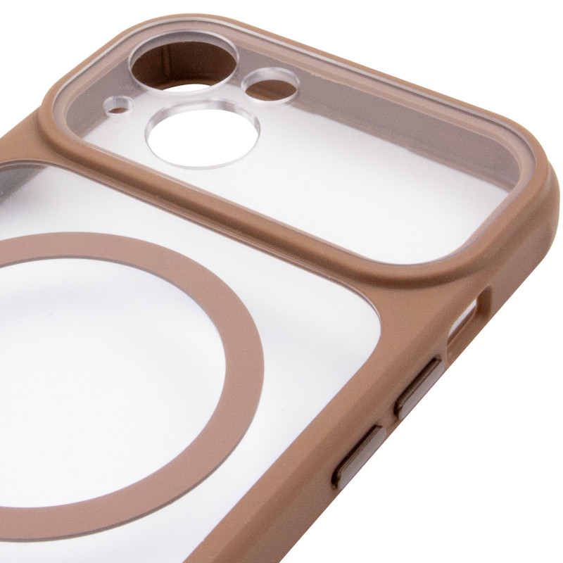 Чехол TPU+PC GETMAN Moon Clear with Magnetic Safe для Apple iPhone 15 (6.1") (Brown) в магазине vchehle.ua