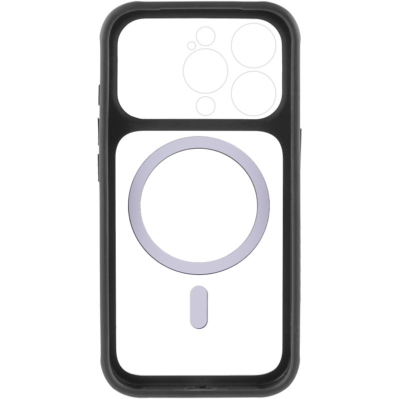 Чехол TPU+PC GETMAN Moon Clear with Magnetic Safe для Apple iPhone 15 Pro Max (6.7") (Black) в магазине vchehle.ua