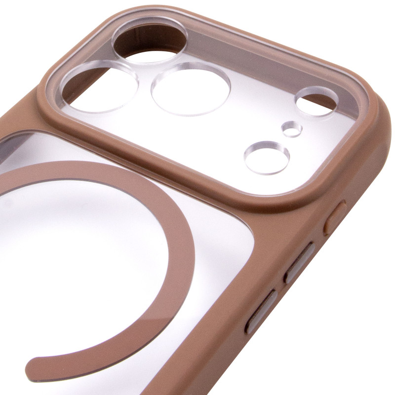 Чехол TPU+PC GETMAN Moon Clear with Magnetic Safe для Apple iPhone 17 Pro (6.3") (Brown) в магазине vchehle.ua
