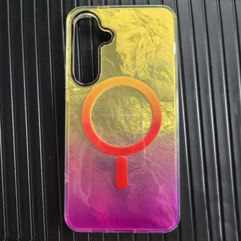 Чохол TPU Shiny Mountain Magnetic Fit на Samsung Galaxy S24 FE (Yellow / Pink) в магазині vchehle.ua