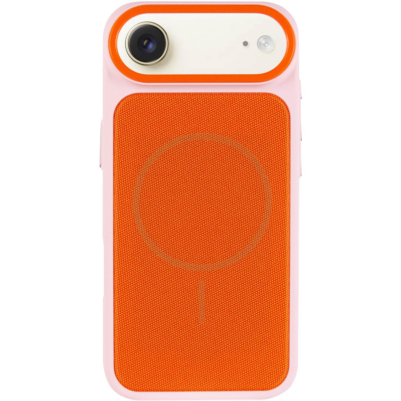 Фото Чехол PC Textile Hybrid with Magnetic Fit для Apple iPhone 17 Air (6.5") (Pink / Orange) на vchehle.ua