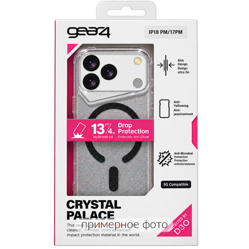 Фото Чохол TPU+PC Gear4 Crystal Palace Shine with Magnetic Fit на Apple iPhone 16 (6.1") (Black) на vchehle.ua