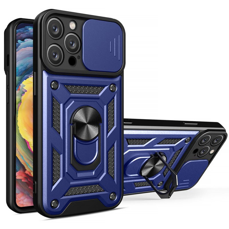 Ударопрочный чехол Ummi Camshield Serge Ring для Apple iPhone 13 Pro Max (6.7") (Синий / Navy)