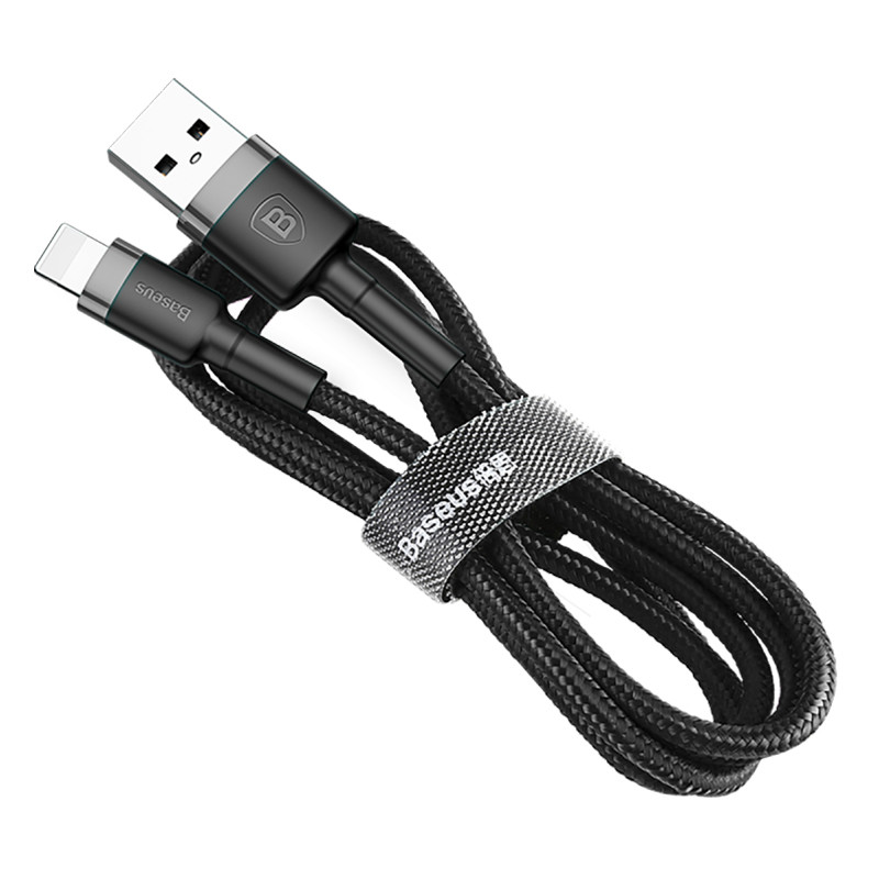 Фото Дата кабель Baseus Cafule USB to Lightning 1.5A (2m) (CALKLF-C) (Серый / Черный) на vchehle.ua