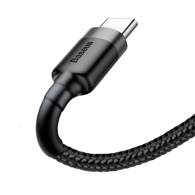 Фото Дата кабель Baseus Cafule USB to Type-C Cable 3A (0.5m) (CATKLF-A) (Сірий / Чорний) на vchehle.ua