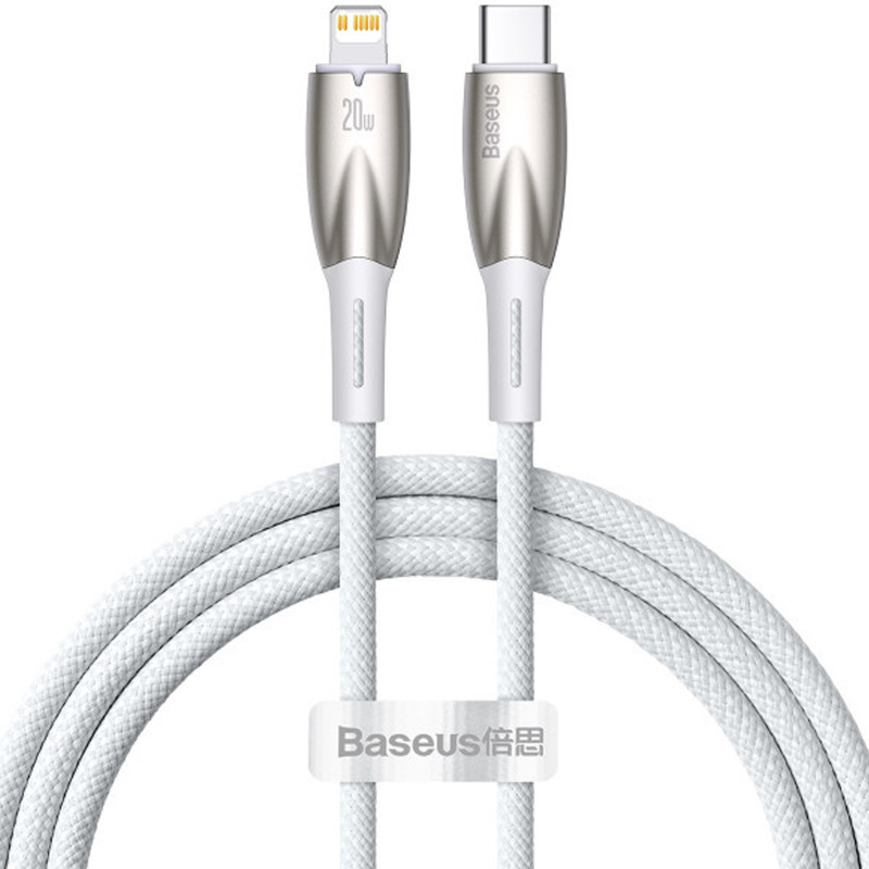 Дата кабель Baseus Glimmer Series Fast Charging Data Cable Type-C to Lightning 20W 1m (CADH000001) (White)