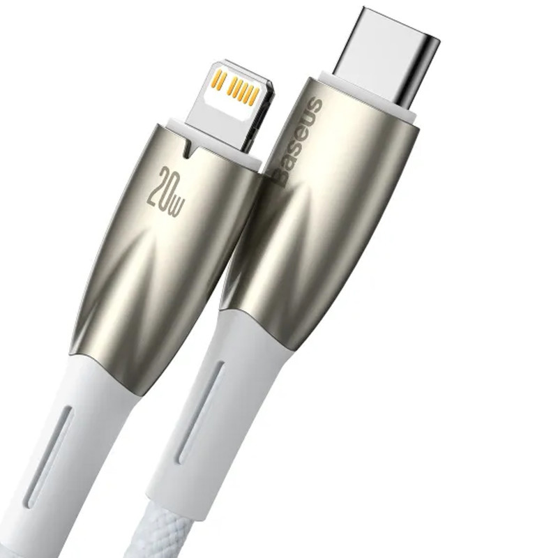 Фото Дата кабель Baseus Glimmer Series Fast Charging Data Cable Type-C to Lightning 20W 1m (CADH000001) (White) на vchehle.ua