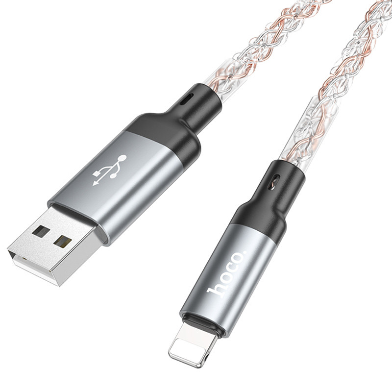 Купити Дата кабель Hoco U112 Shine USB to Lightning 2.4A (1m) (Gray) на vchehle.ua