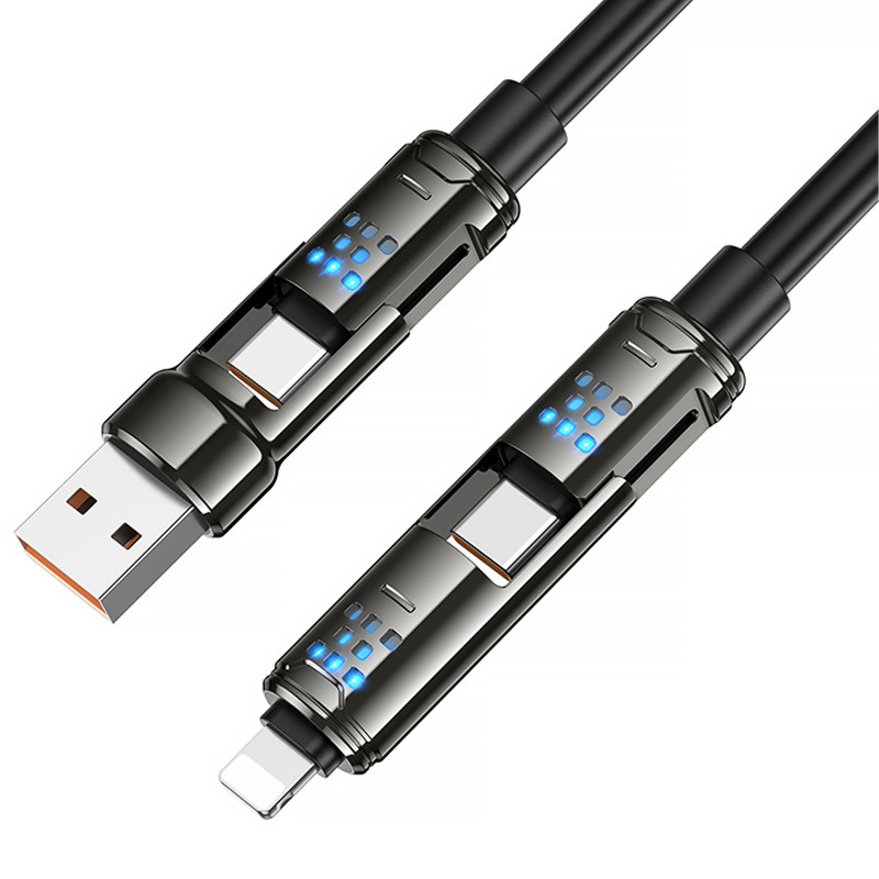 Дата кабель Hoco U143 Joy 4in1 USB для освітлення/Type-C для Type-C 240W (1.2m) (Black) в магазині vchehle.ua