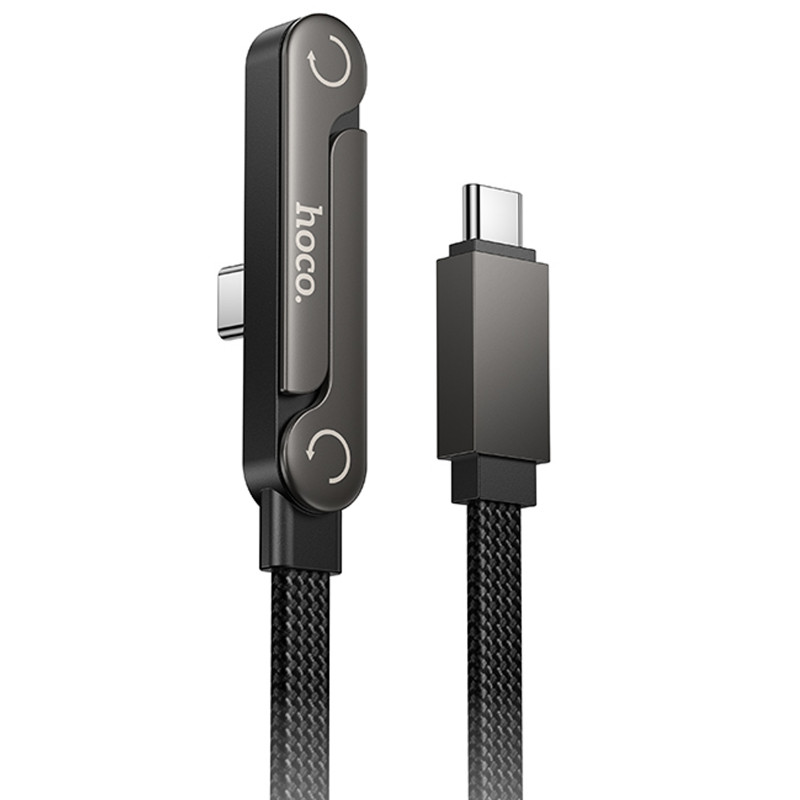 Дата кабель Hoco U150 Exquisite side plug and stand Type-C to Type-C 60W (1.2m) (Black)