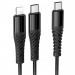 Фото Дата кабель Hoco X123 Victory 2in1 Type-C to Lightning/Type-C 3A (1m) (Black) в магазине vchehle.ua