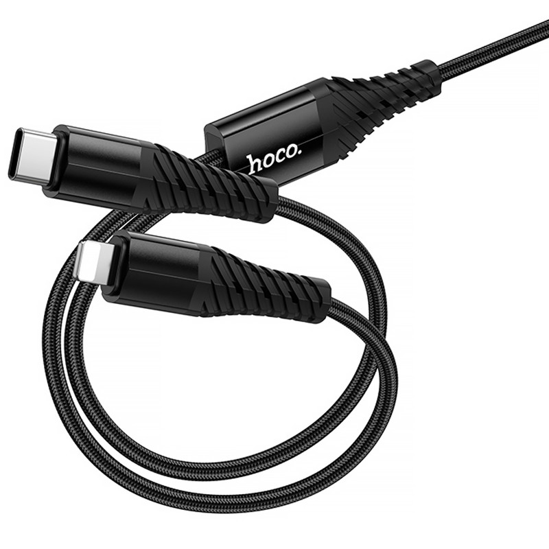 Купить Дата кабель Hoco X123 Victory 2in1 Type-C to Lightning/Type-C 3A (1m) (Black) на vchehle.ua