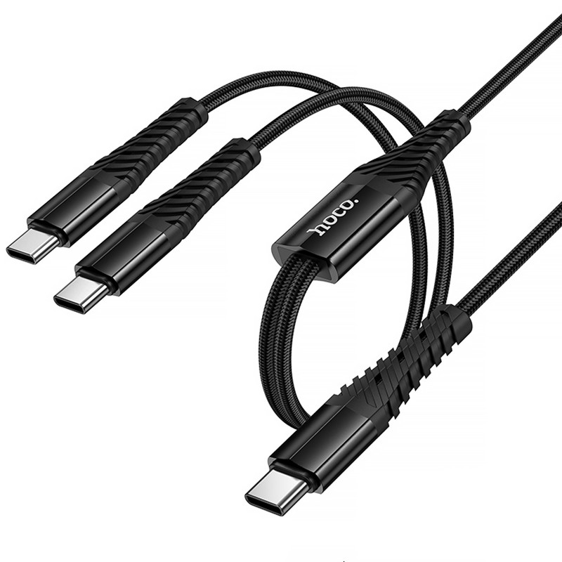 Дата кабель Hoco X123 Victory 2in1 Type-C to Type-C/Type-C 3A (1m) (Black)