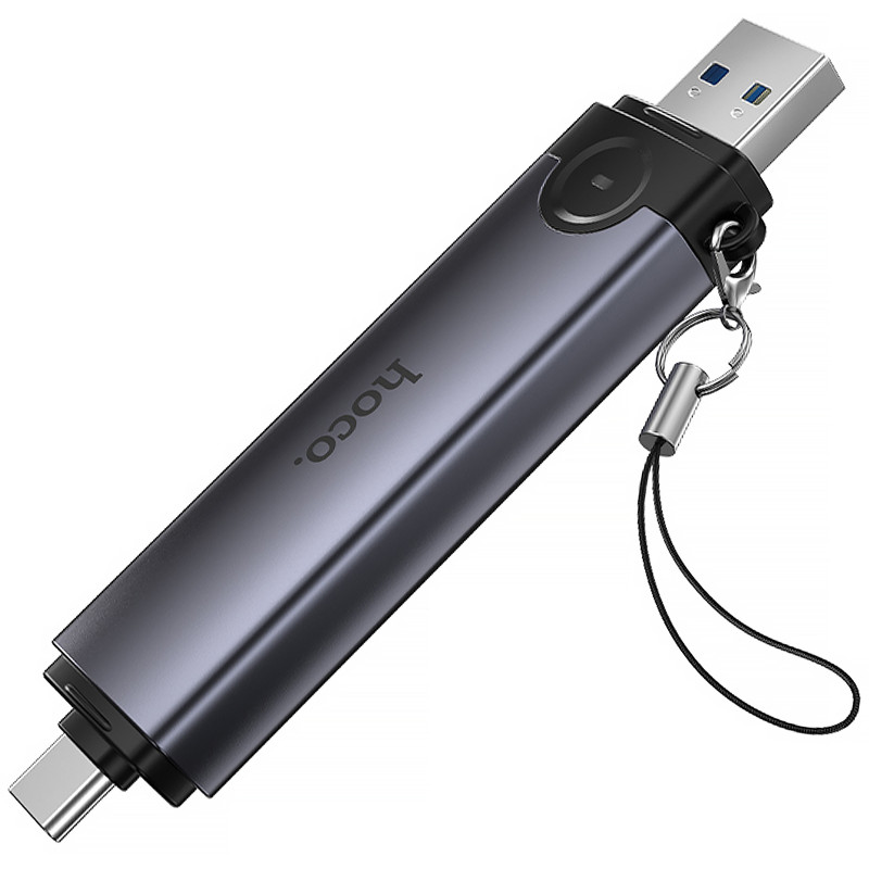 Фото Картридер Hoco HB56 Victory 5in1 Type-C/USB2.0 to SD/TF3.0 + USB 2.0 (Metal gray) в маназині vchehle.ua