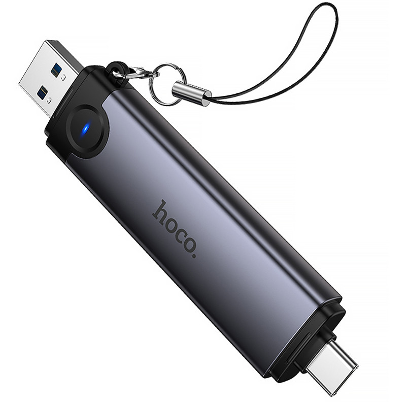 Картридер Hoco HB56 Victory 5in1 Type-C/USB2.0 to SD/TF3.0 + USB 2.0 (Metal gray) в магазині vchehle.ua