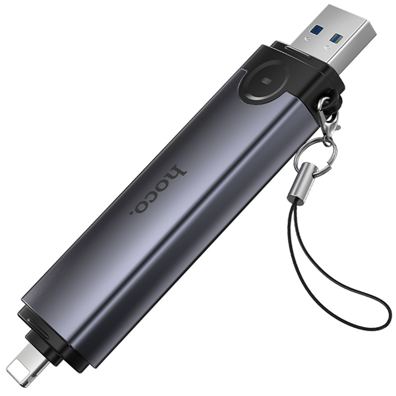 Замовити Картридер Hoco HB56A Victory 5in1 Lightning/USB2.0 to SD/TF3.0 + USB 2.0 (Metal gray) на vchehle.ua