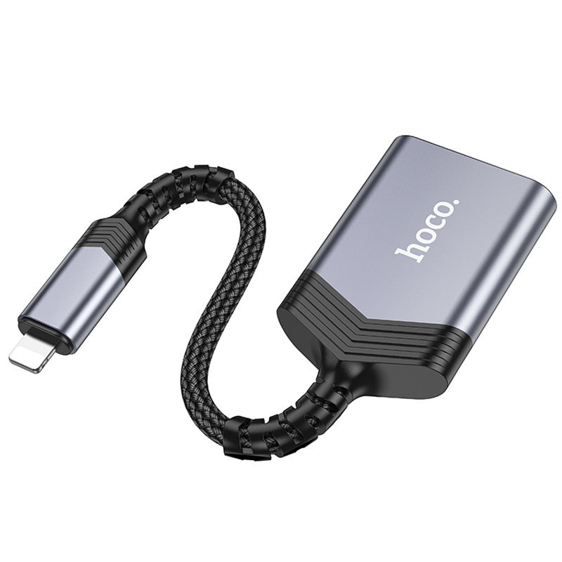 Фото Картридер Hoco UA25 2in1 Lightning (Metal gray) в маназині vchehle.ua
