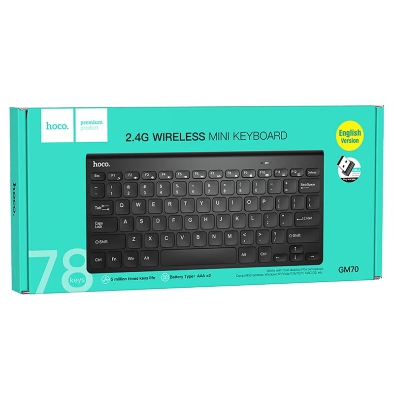 Купить Клавиатура беспроводная Hoco GM70 Dragon mini 2.4G (Ukrainian Version) (Black) на vchehle.ua