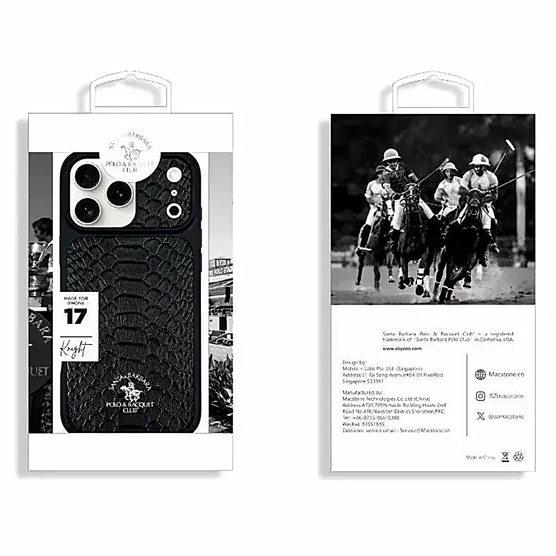 Фото Кожаная накладка Santa Barbara Polo & Racquet Club Series Knight для Apple iPhone 17 Pro (6.3") (Black) на vchehle.ua