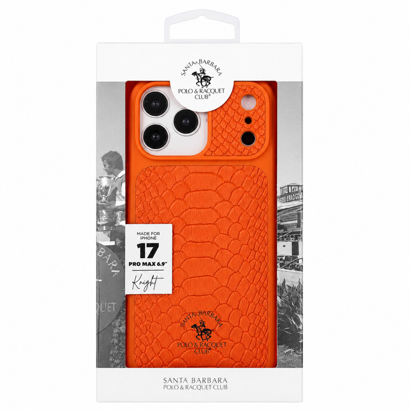 Фото Кожаная накладка Santa Barbara Polo & Racquet Club Series Knight для Apple iPhone 17 Pro Max (6.9") (Orange) в магазине vchehle.ua