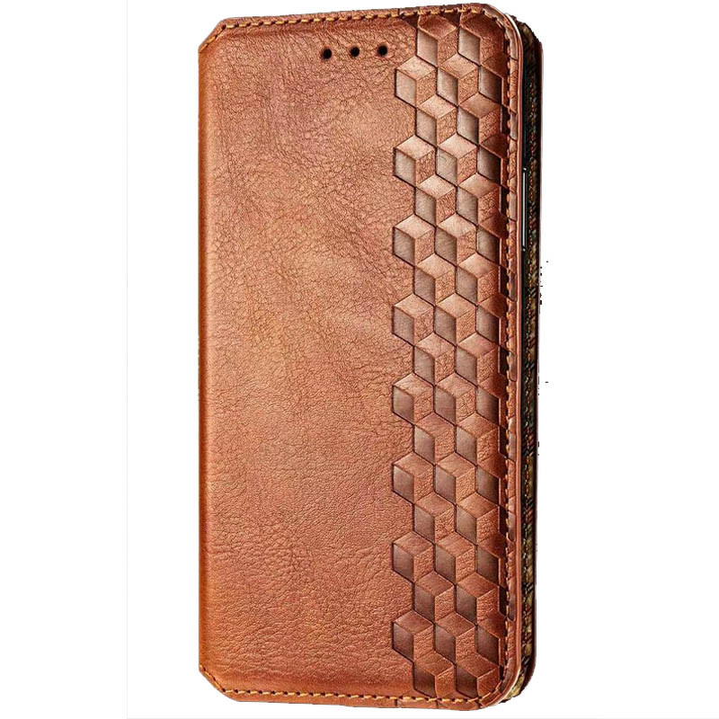 Кожаный чехол-книжка GETMAN Cubic (PU) для Xiaomi Redmi Note 9 / Redmi 10X (Коричневый)