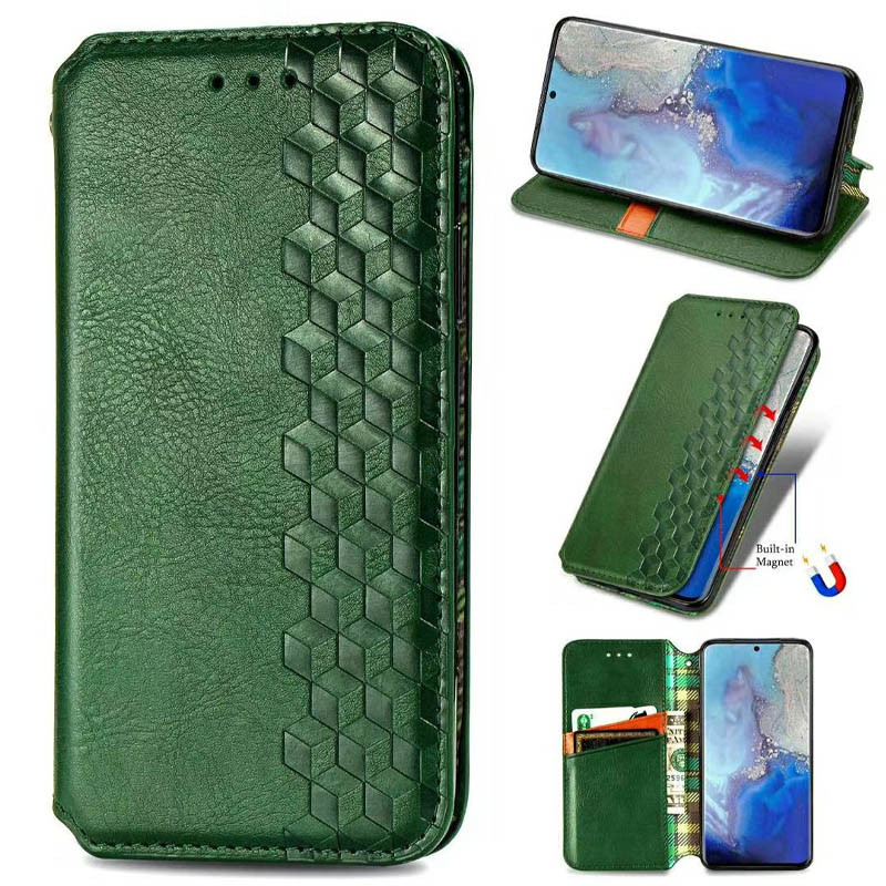 Купить Кожаный чехол-книжка GETMAN Cubic (PU) для Xiaomi Redmi Note 9 / Redmi 10X (Зеленый) на vchehle.ua