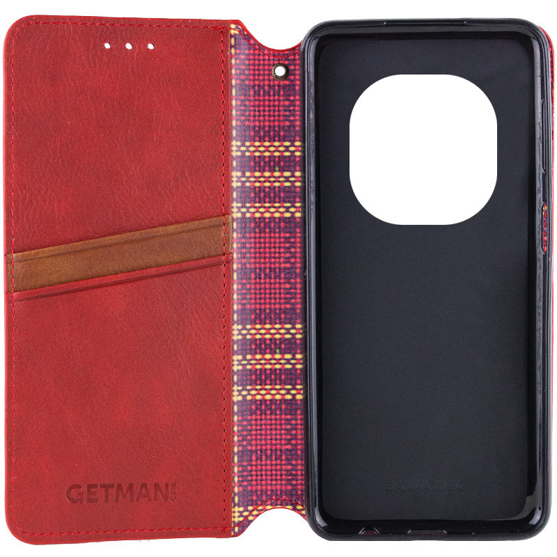 Шкіряний чохол-книжка GETMAN Cubic (PU) на Xiaomi Redmi Note 15 Pro+ 5G (Червоний) в магазині vchehle.ua