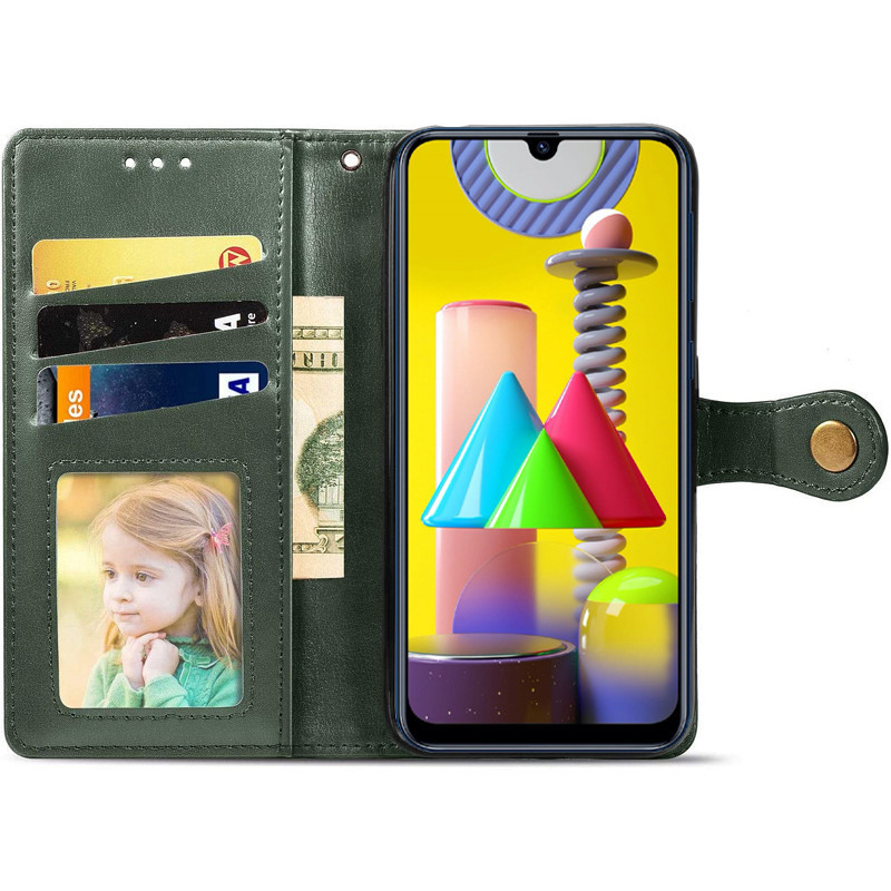 Фото Кожаный чехол-книжка GETMAN Gallant (PU) для Motorola Moto G15 Power / G17 Power (Зеленый) на vchehle.ua