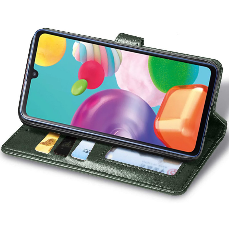 Фото Кожаный чехол-книжка GETMAN Gallant (PU) для Motorola Moto G15 Power / G17 Power (Зеленый) в магазине vchehle.ua