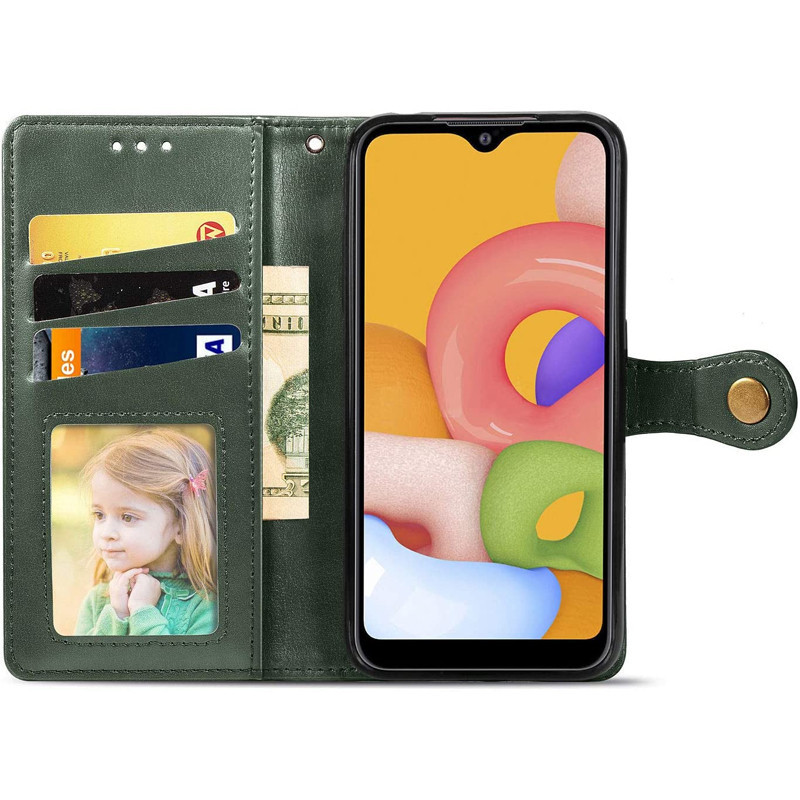 Шкіряний чохол-книжка GETMAN Gallant (PU) для Samsung Galaxy A08 / A07 4G (Зелений) в магазині vchehle.ua