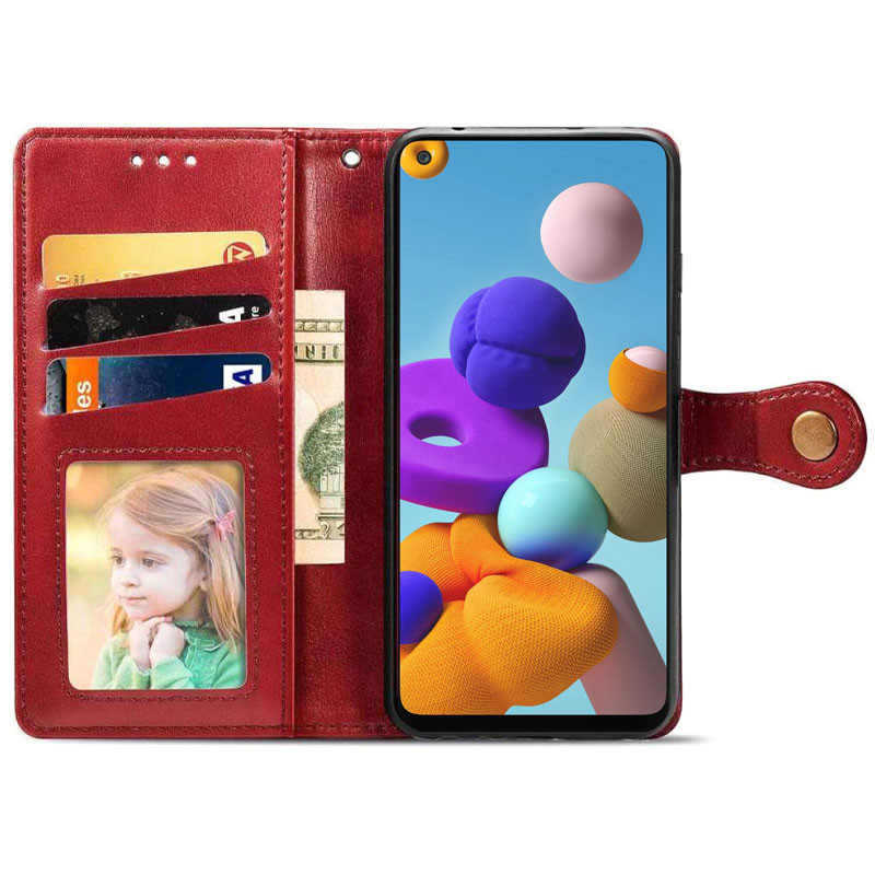 Шкіряний чохол-книжка GETMAN Gallant (PU) для Samsung Galaxy A21s (Червоний) в магазині vchehle.ua