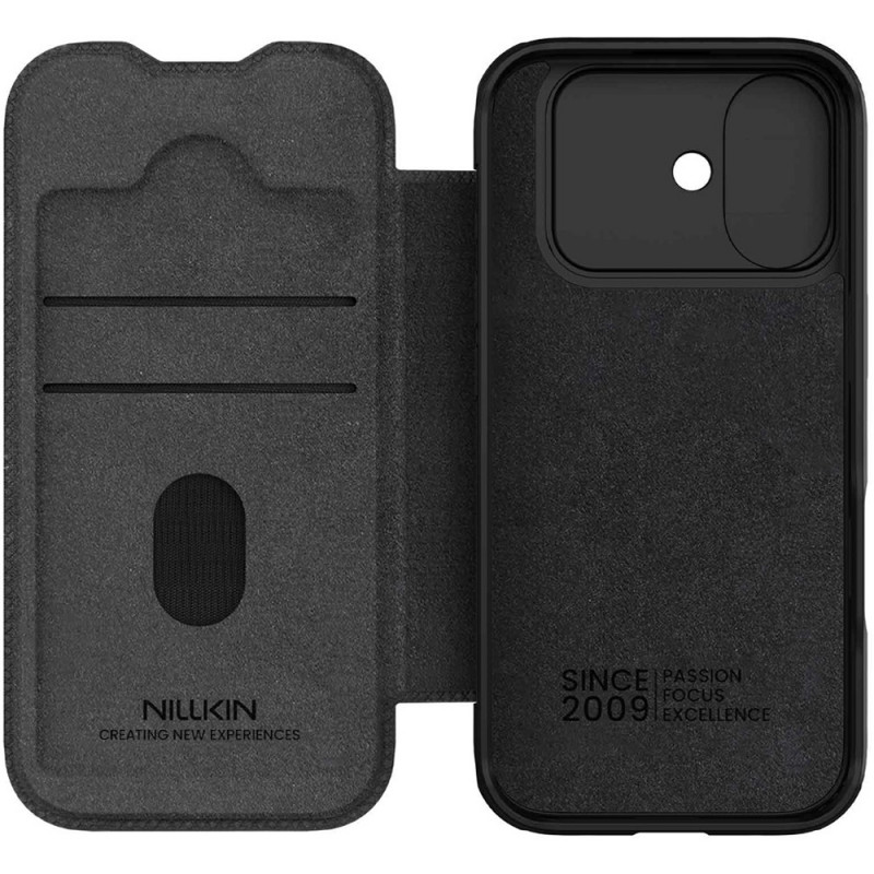 Купить Кожаный чехол-книжка Nillkin Qin Pro Camshield для Apple iPhone 17 (6.3") (Black) на vchehle.ua