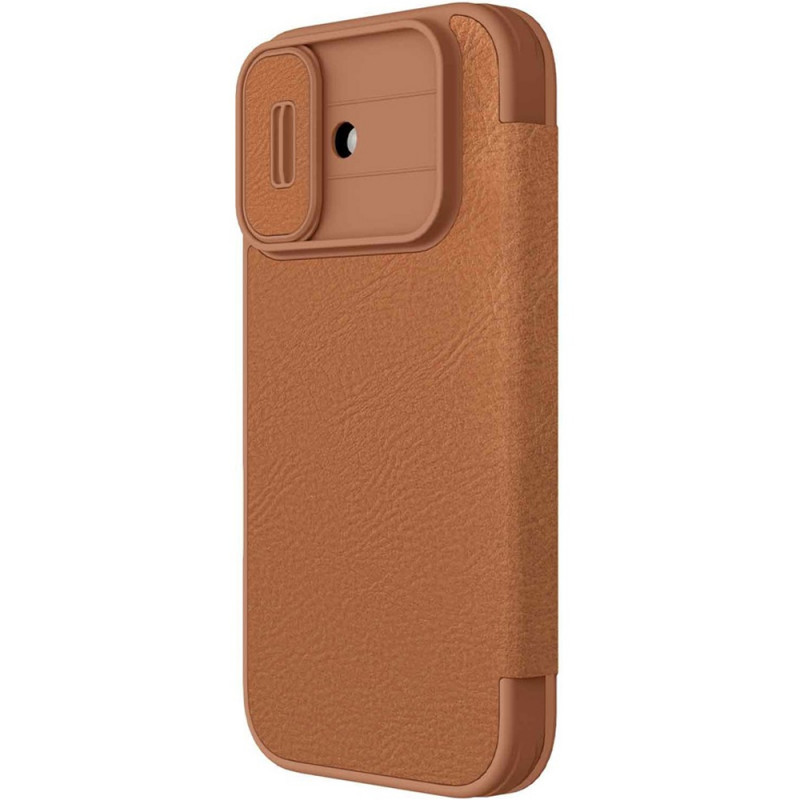 Кожаный чехол-книжка Nillkin Qin Pro Camshield для Apple iPhone 17 (6.3") (Brown)