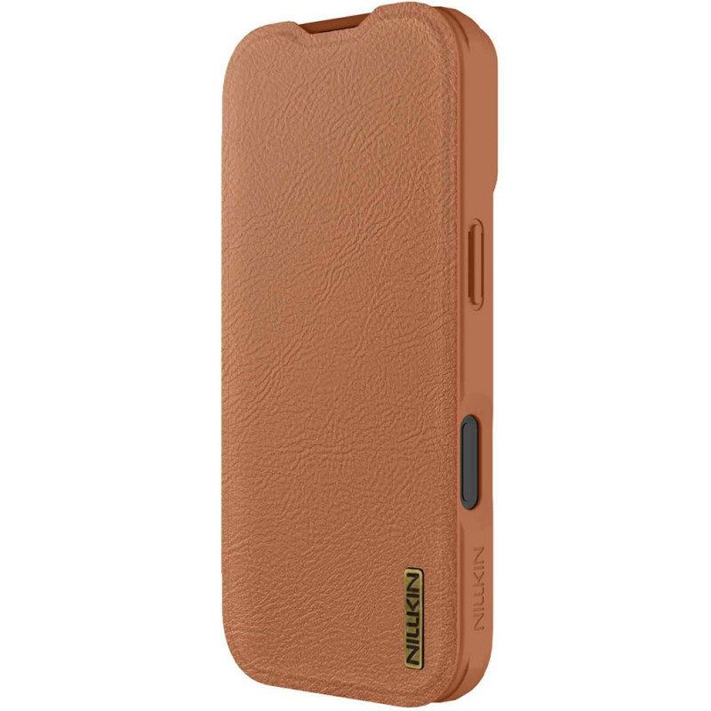 Фото Кожаный чехол-книжка Nillkin Qin Pro Camshield для Apple iPhone 17 (6.3") (Brown) на vchehle.ua