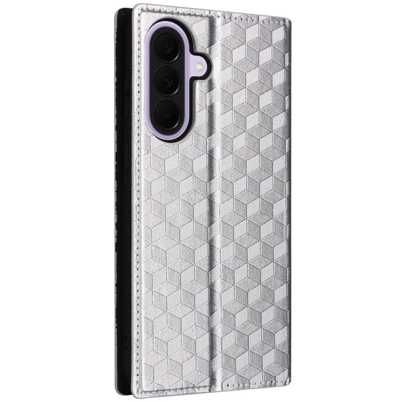 Фото Шкіряний чохол-книжка Rhombus Book на Samsung Galaxy A16 4G/5G (Silver) на vchehle.ua