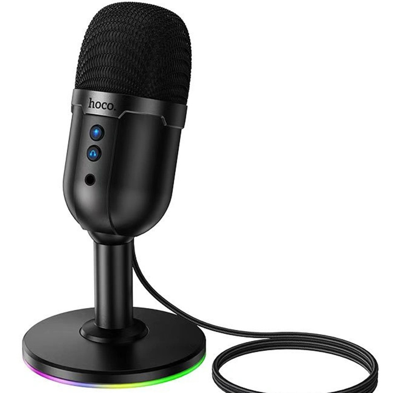 Мікрофон електретний для геймінгу Hoco L25 Bright USB (всеспрямований) (Black) в магазині vchehle.ua
