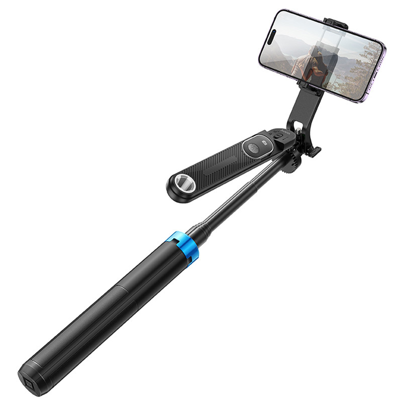 Фото Монопод для селфі Hoco K22 Anti-shake з триногами + знімний BT пульт (Black) в маназині vchehle.ua