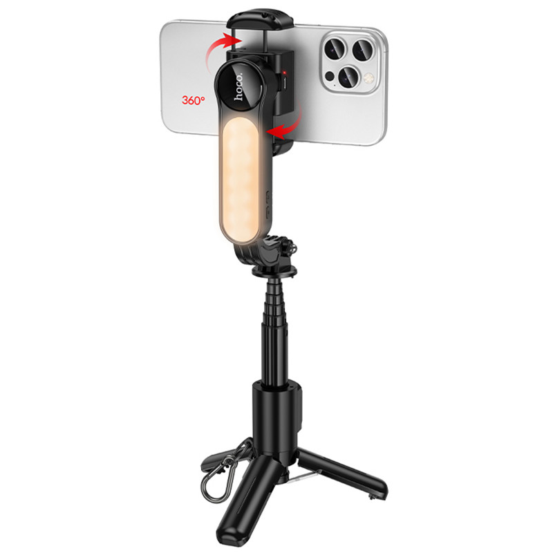 Купити Монопод для селфі Hoco K90 Support axis smart+light (Black) на vchehle.ua