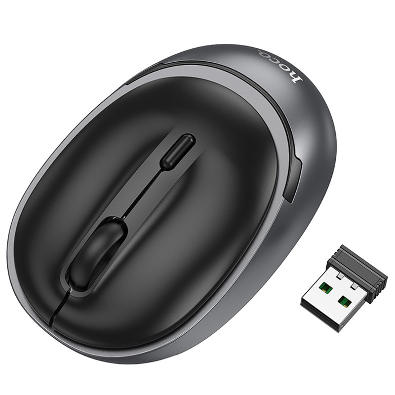 Фото Мышь беспроводная Hoco GM34 Nuevo Bluetooth + 2.4G (Black metal gray) на vchehle.ua
