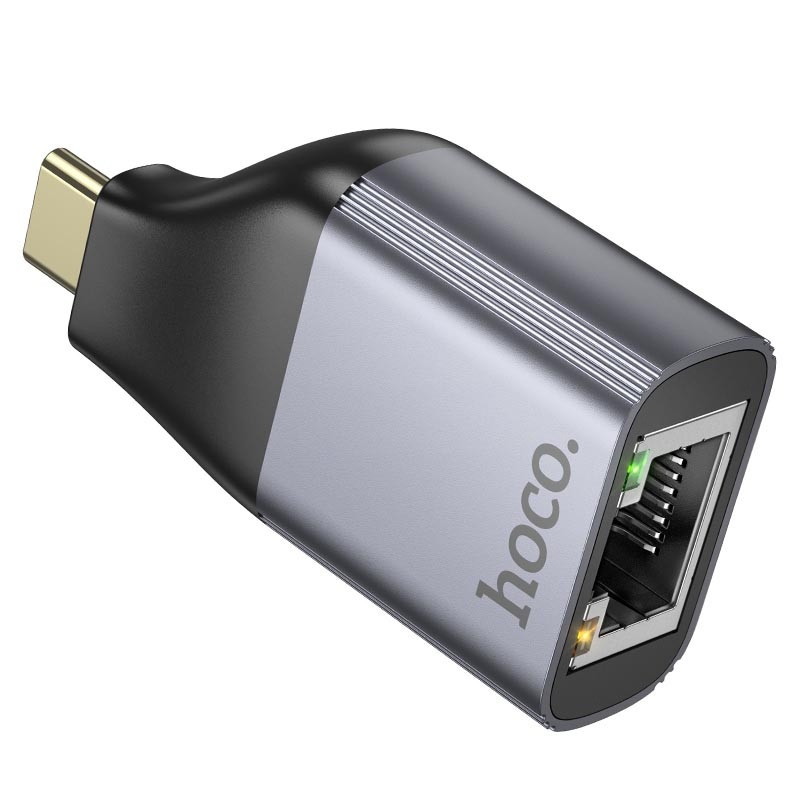 Фото Переходник Hoco UA35 Type-C to RJ45 100 Mbs (Metal grey) на vchehle.ua