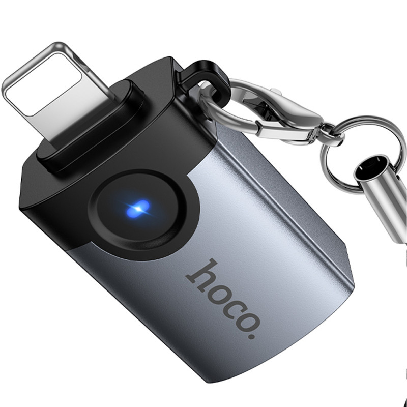 Купить Переходник Hoco UA46 Lightning Male to USB Female USB2.0 (Metal gray) на vchehle.ua